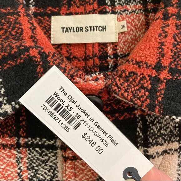 Taylor Stitch Ojai Jacket in Garnet Wool Blend Red Plaid Chore Mens XS S NEW HTF - Picture 11 of 15